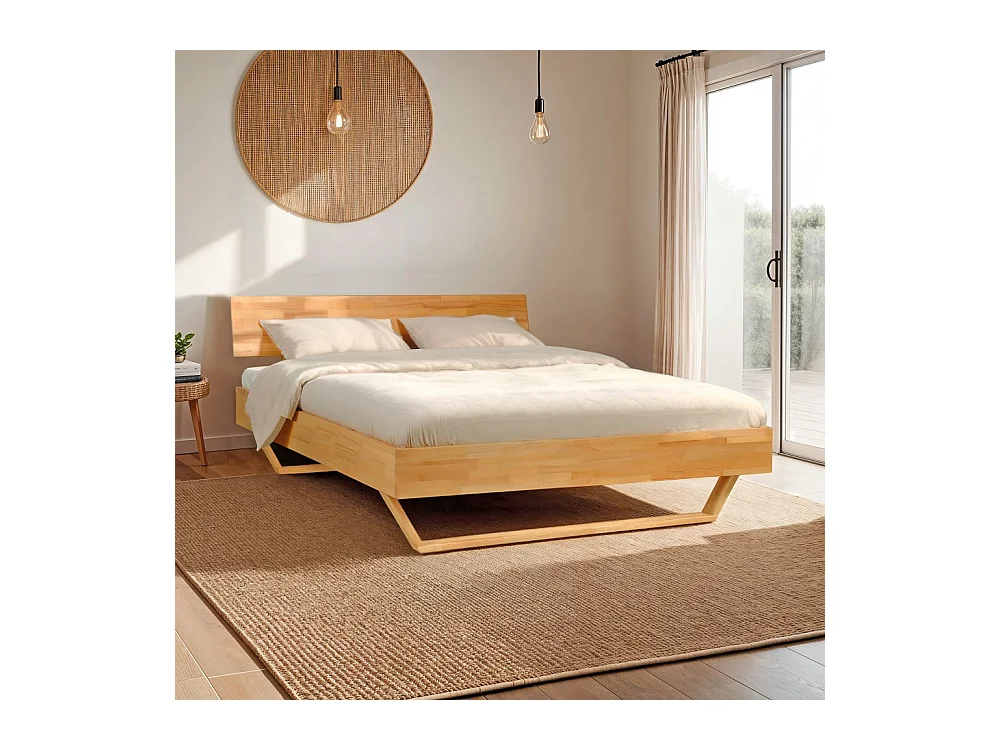 Lit 160x200 cm TAO + Sommier / Hêtre massif huilé