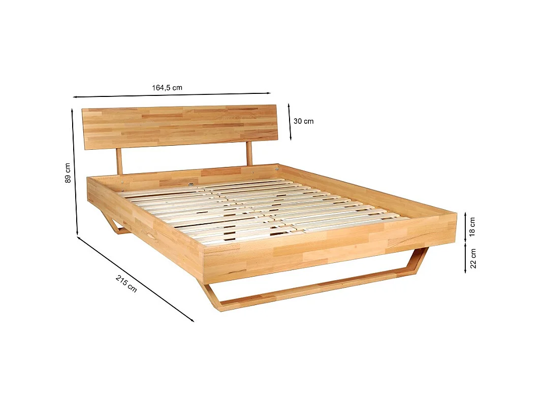 Lit 160x200 cm TAO + Sommier / Hêtre massif huilé