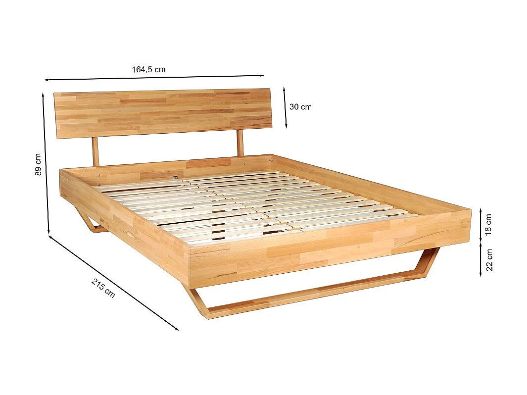 Lit 160x200 cm TAO + Sommier / Hêtre massif huilé