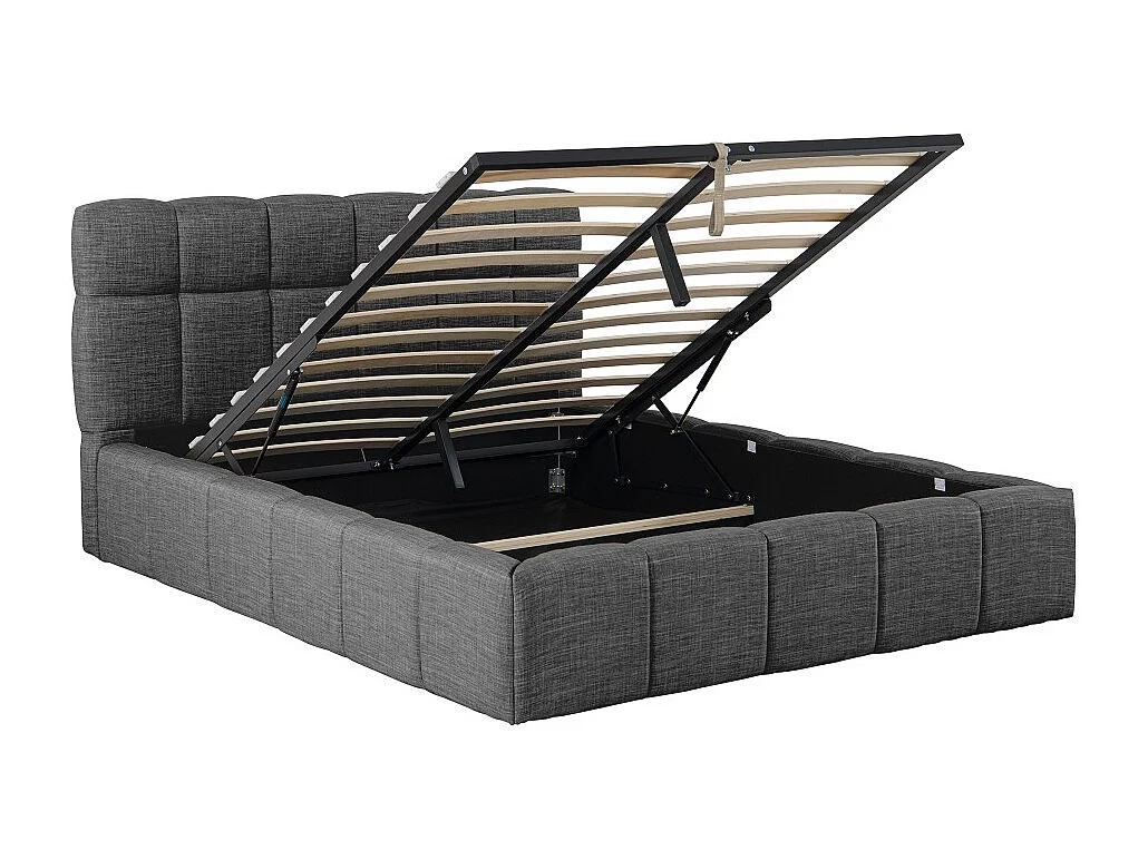 Lit coffre 140x190 cm ELIAS + sommier / Gris foncé