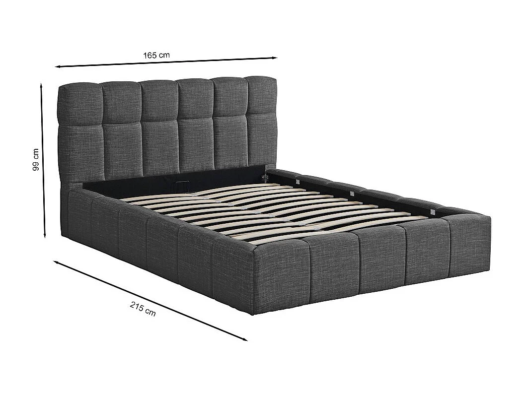 Lit coffre 140x190 cm ELIAS + sommier / Gris foncé