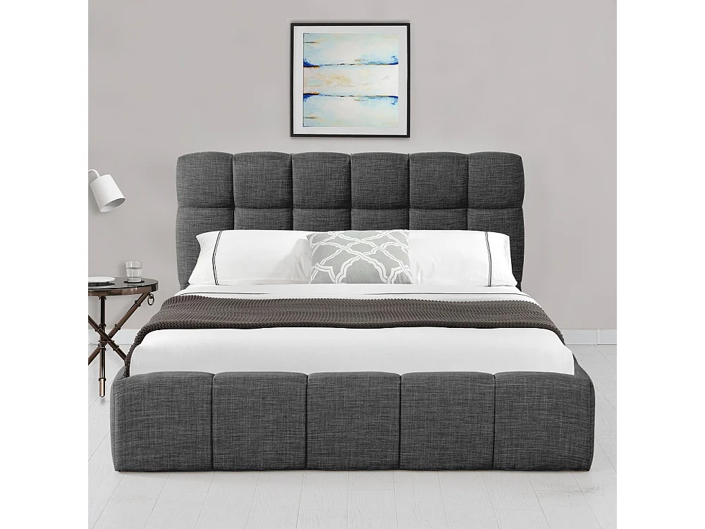 Lit coffre 140x190 cm ELIAS + sommier / Gris foncé
