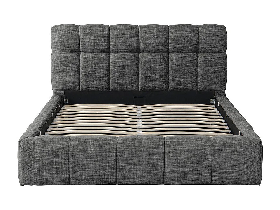 Lit coffre 140x190 cm ELIAS + sommier / Gris foncé
