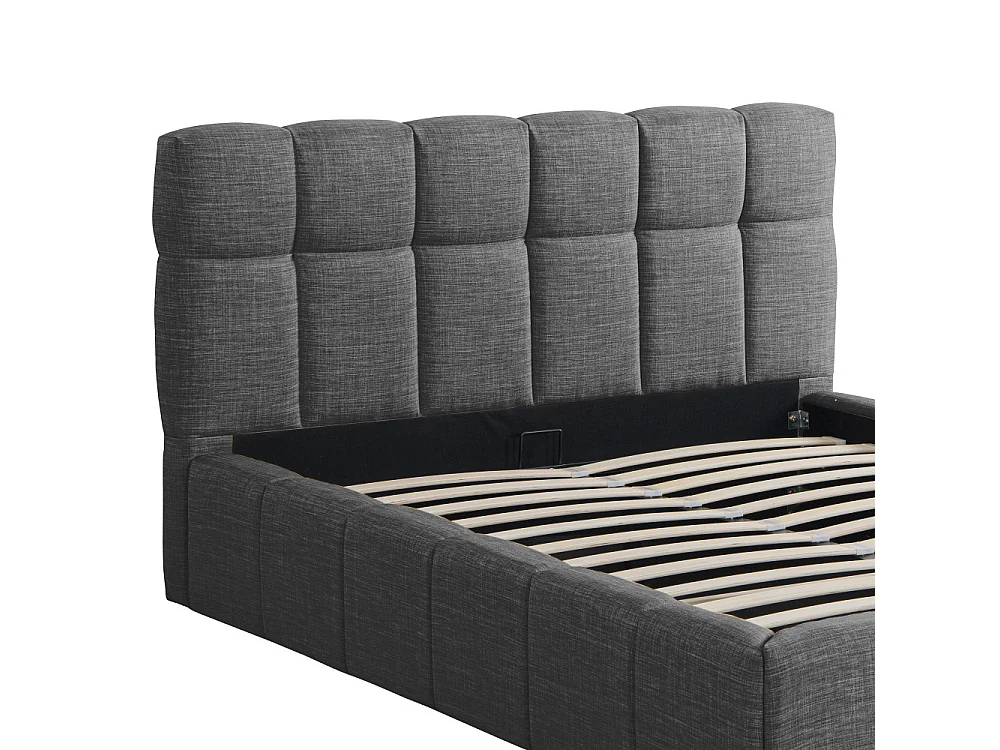 Lit coffre 140x190 cm ELIAS + sommier / Gris foncé