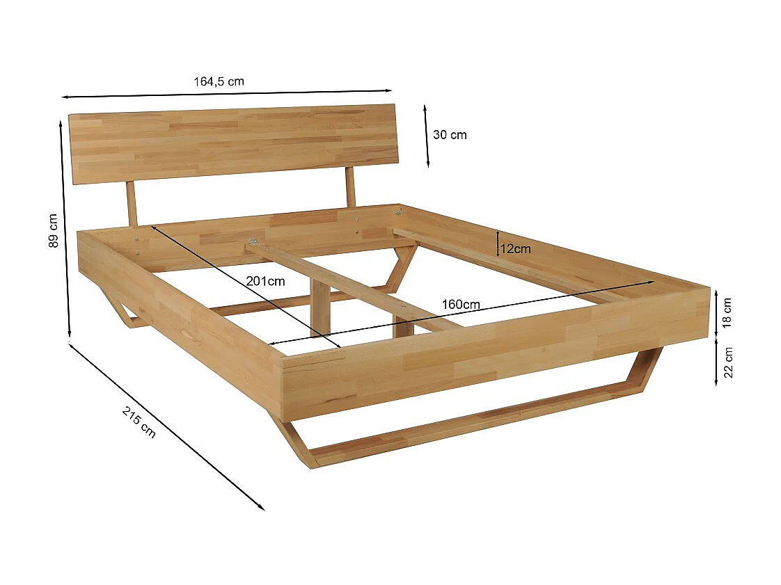 Lit 160x200 cm TAO / Hêtre massif huilé