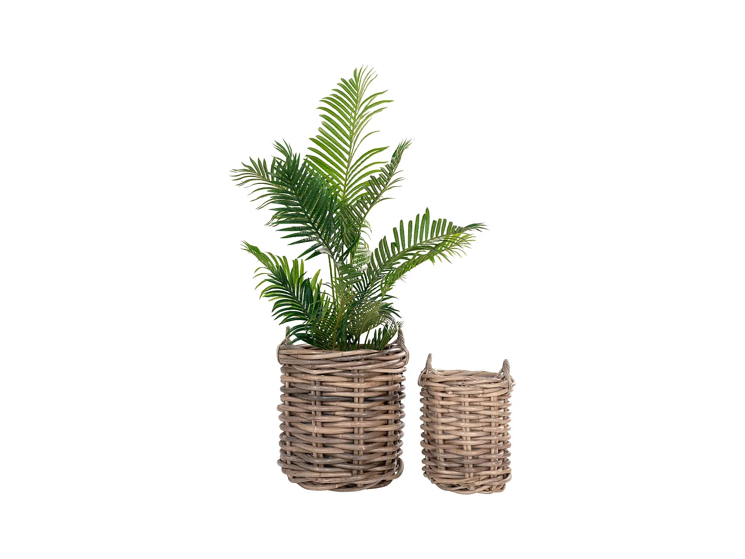 Lot de 2 paniers de rangement BURTON – Rotin kubu naturel