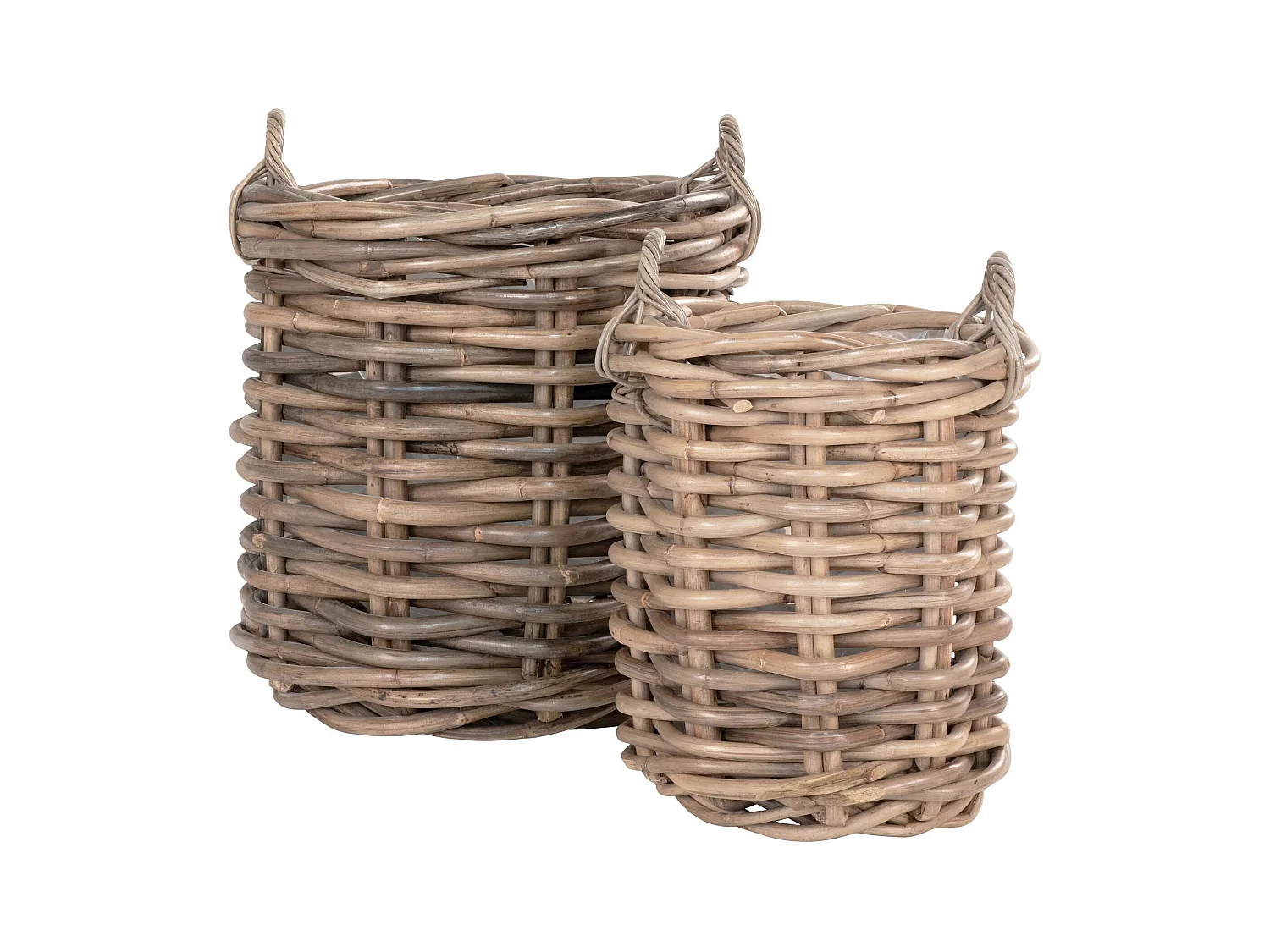 Lot de 2 paniers de rangement BURTON – Rotin kubu naturel