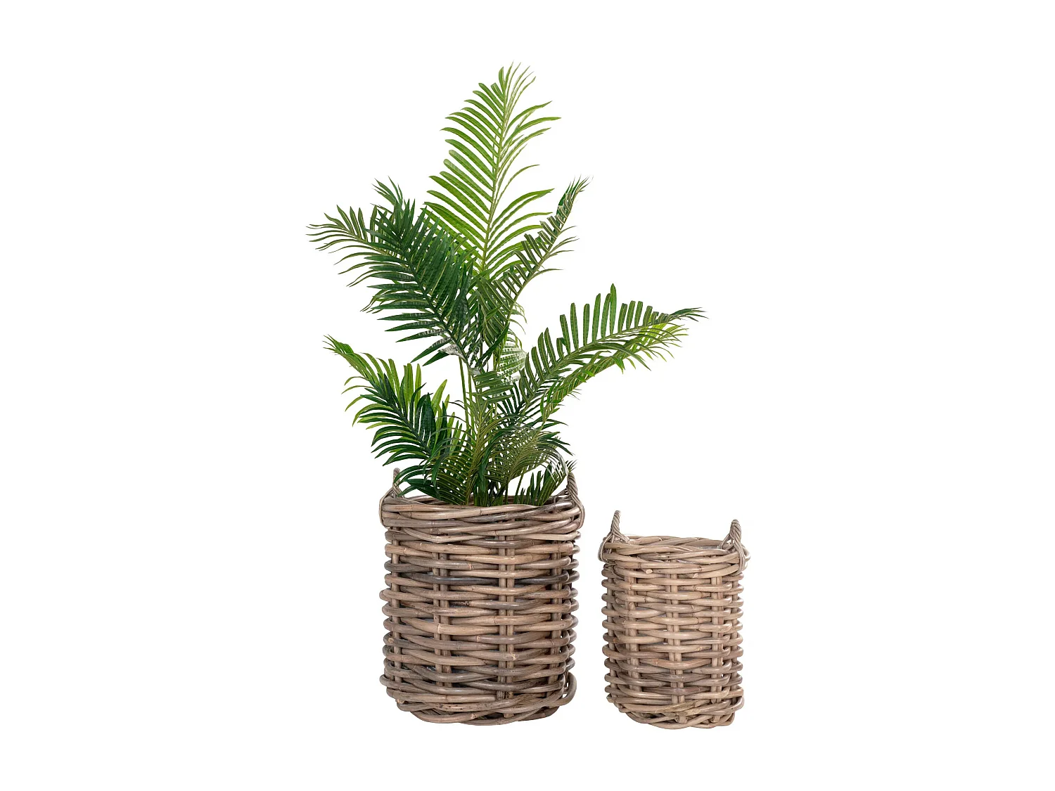 Lot de 2 paniers de rangement BURTON – Rotin kubu naturel
