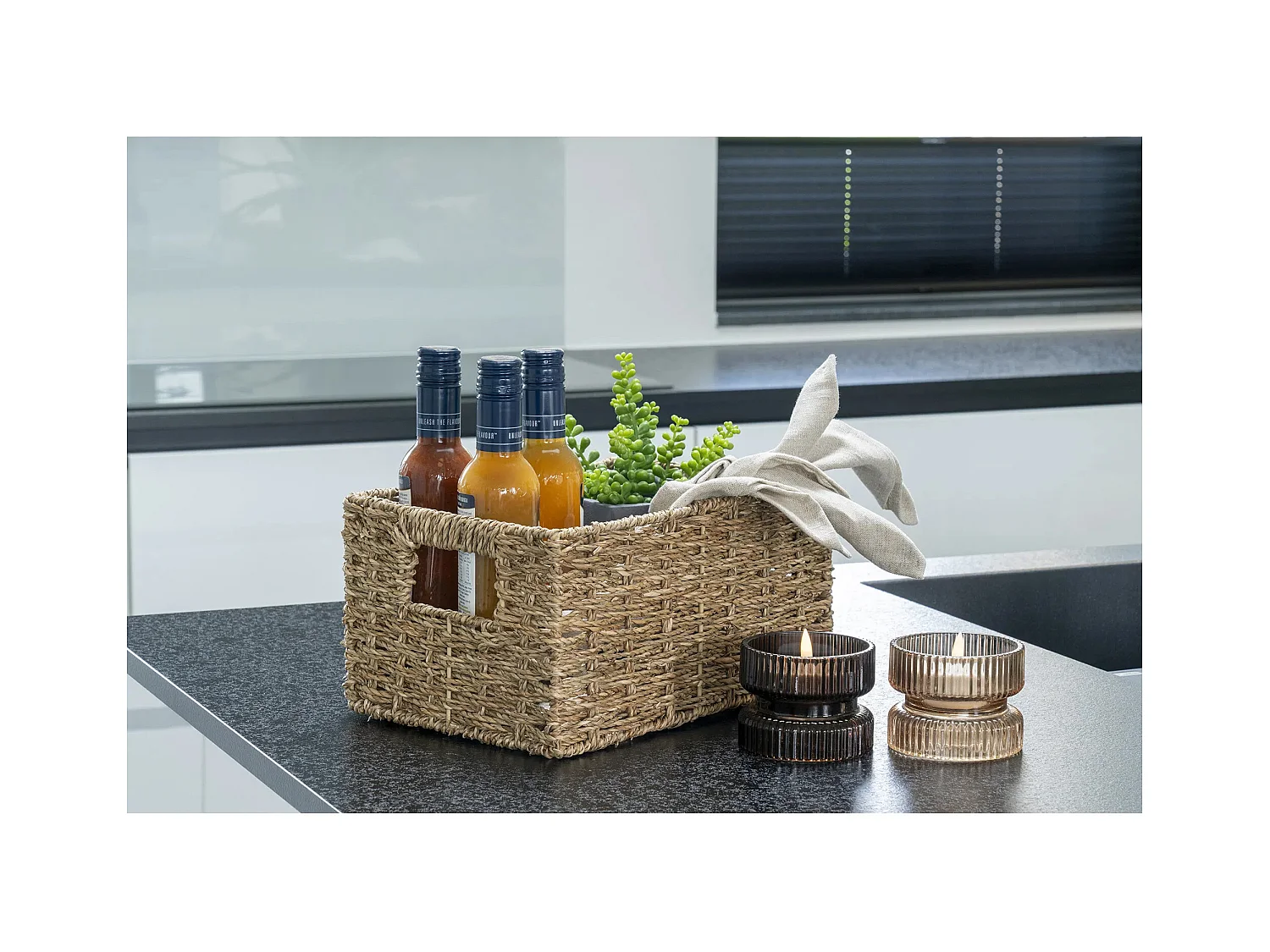 Lot de 2 paniers de rangement VENOSO – Herbe marine naturelle