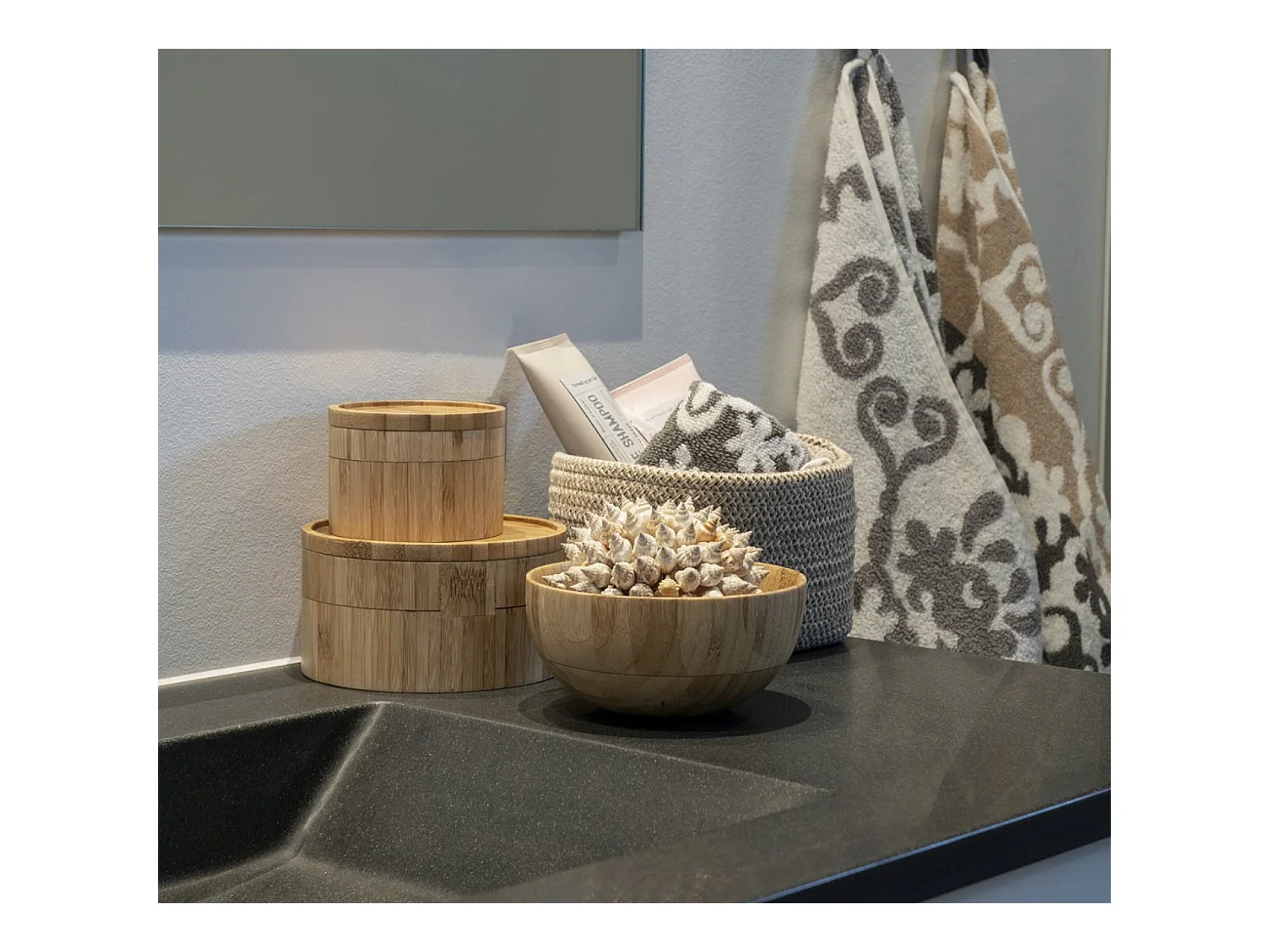 Lot de 3 paniers de rangement CADIMA – Coton beige