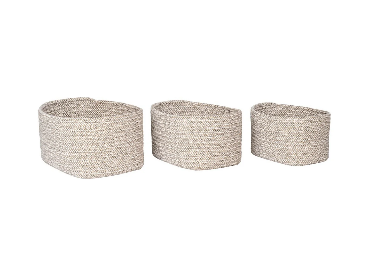 Lot de 3 paniers de rangement CADIMA – Coton beige