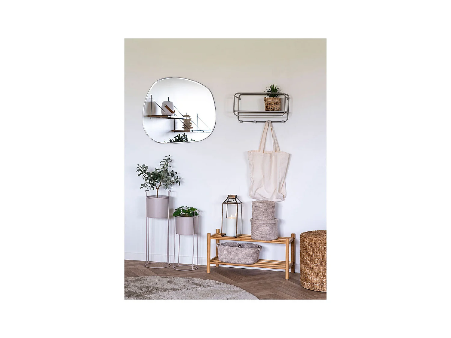 Lot de 3 paniers de rangement CADIMA – Coton beige