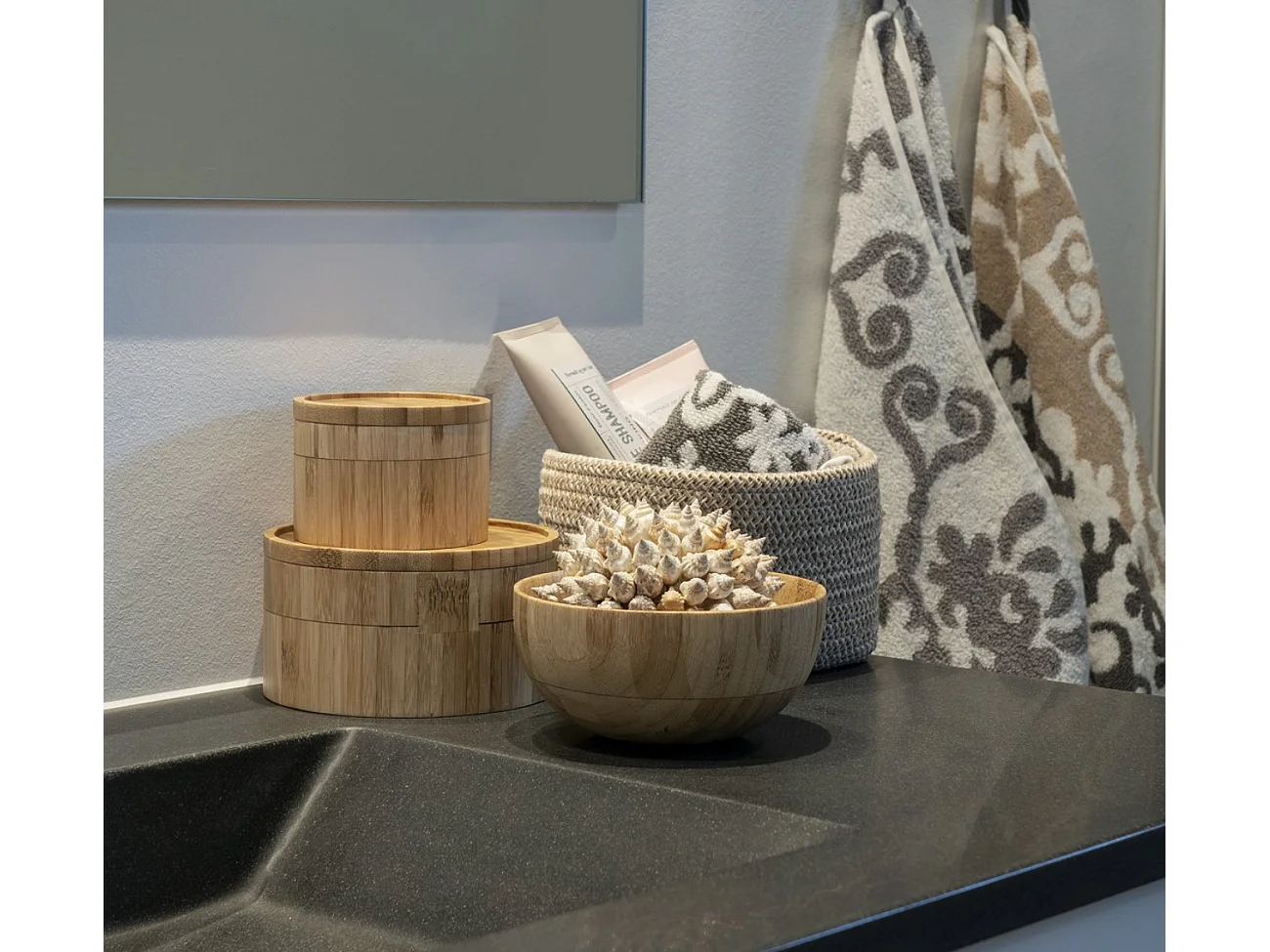 Lot de 3 paniers de rangement CADIMA – Coton beige