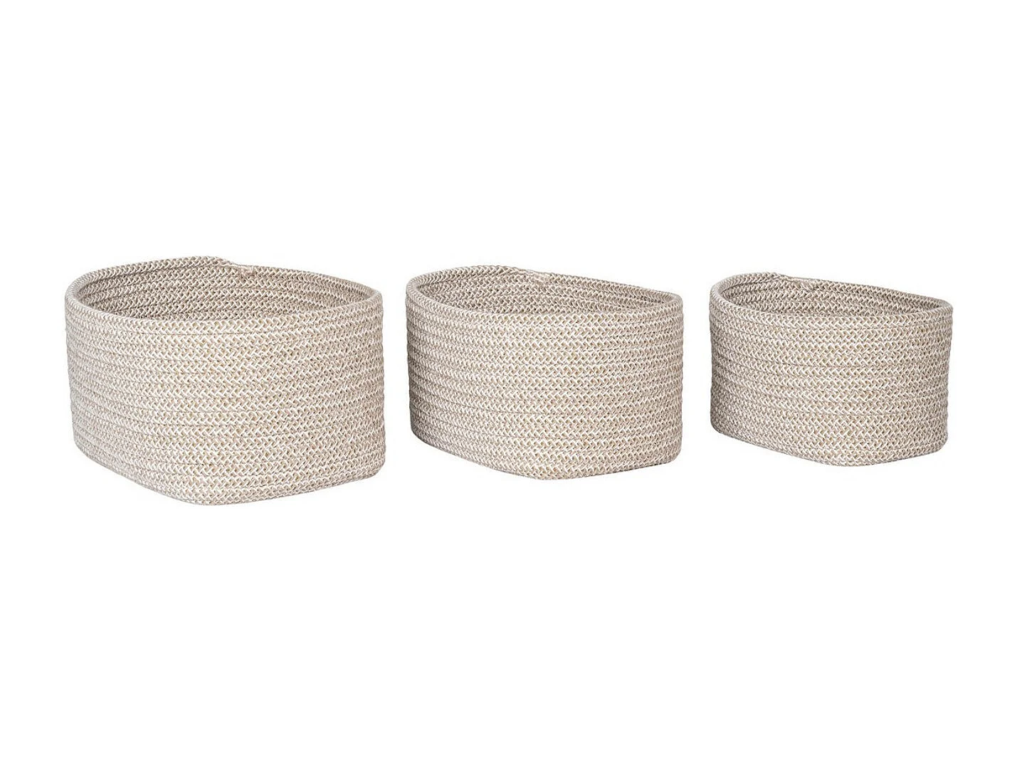 Lot de 3 paniers de rangement CADIMA – Coton beige