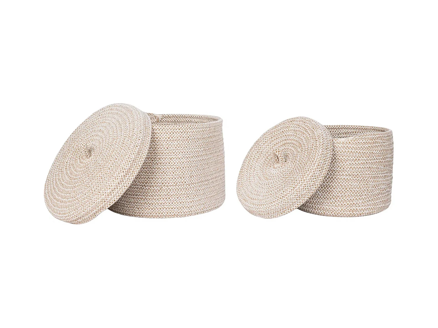 Lot de 2 paniers de rangement SEBAL avec couvercle – Coton Beige