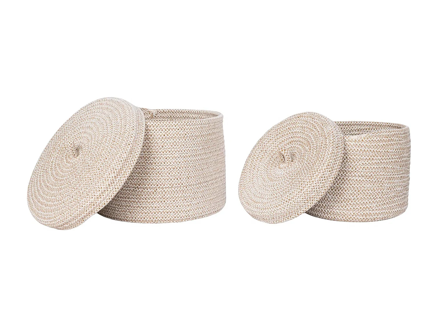 Lot de 2 paniers de rangement SEBAL avec couvercle – Coton Beige