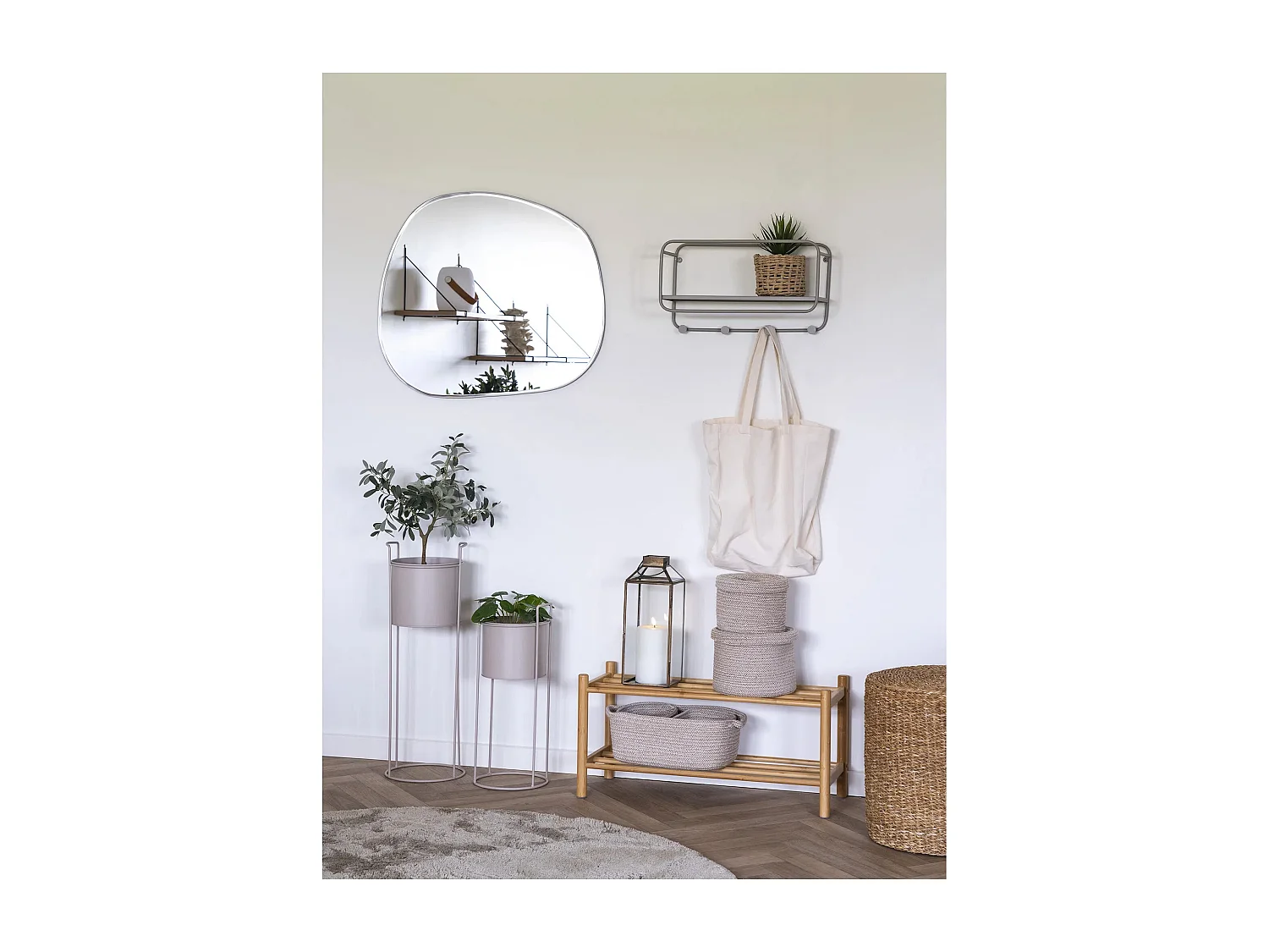 Lot de 2 paniers de rangement SEBAL avec couvercle – Coton Beige