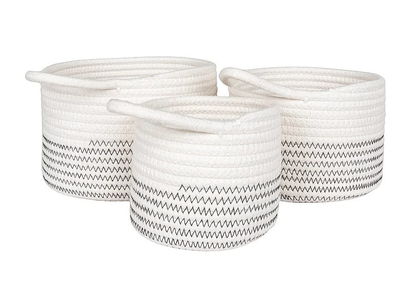 Lot de 3 paniers de rangement ALGAR – Coton blanc