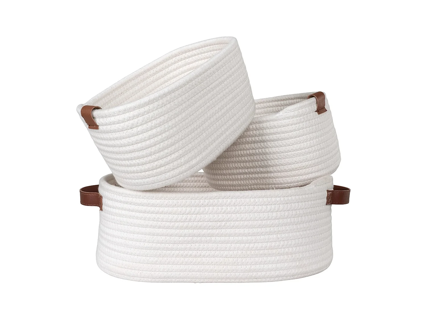 Lot de 3 paniers de rangement JARANA – Coton blanc
