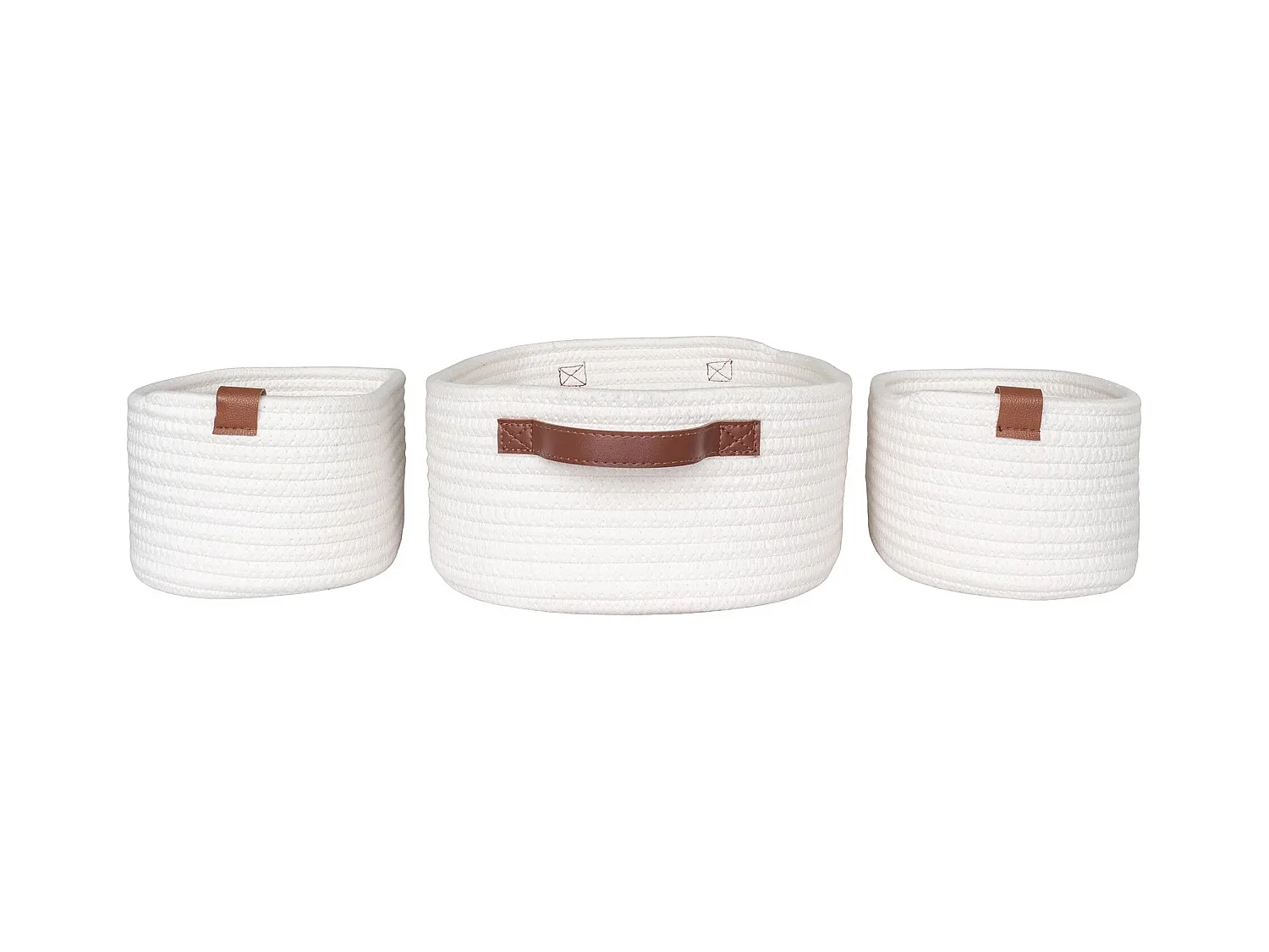 Lot de 3 paniers de rangement JARANA – Coton blanc