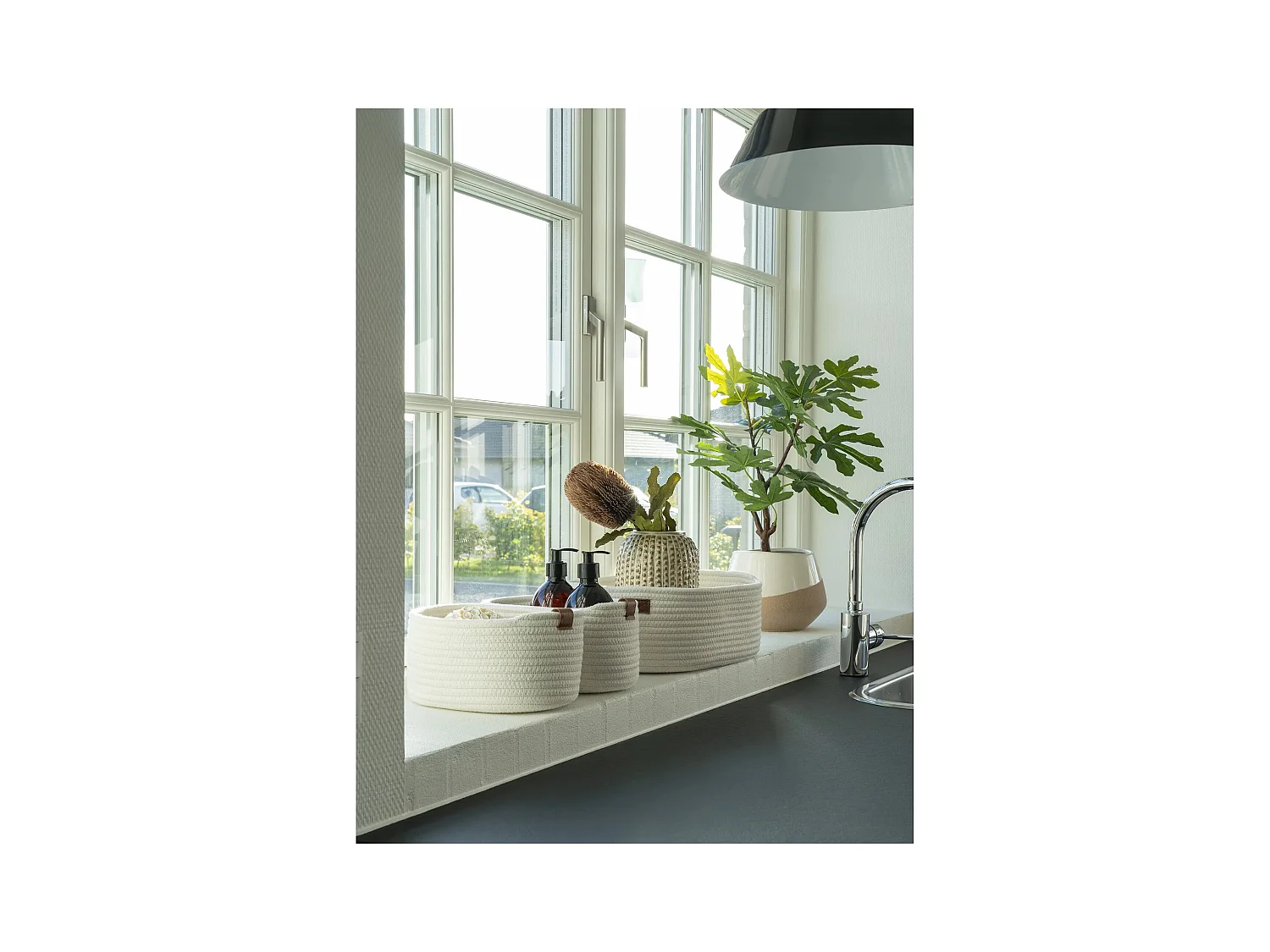 Lot de 3 paniers de rangement JARANA – Coton blanc