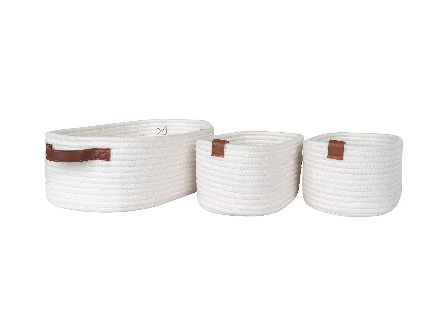 Lot de 3 paniers de rangement JARANA – Coton blanc