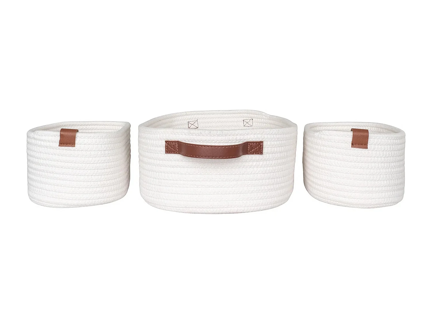 Lot de 3 paniers de rangement JARANA – Coton blanc