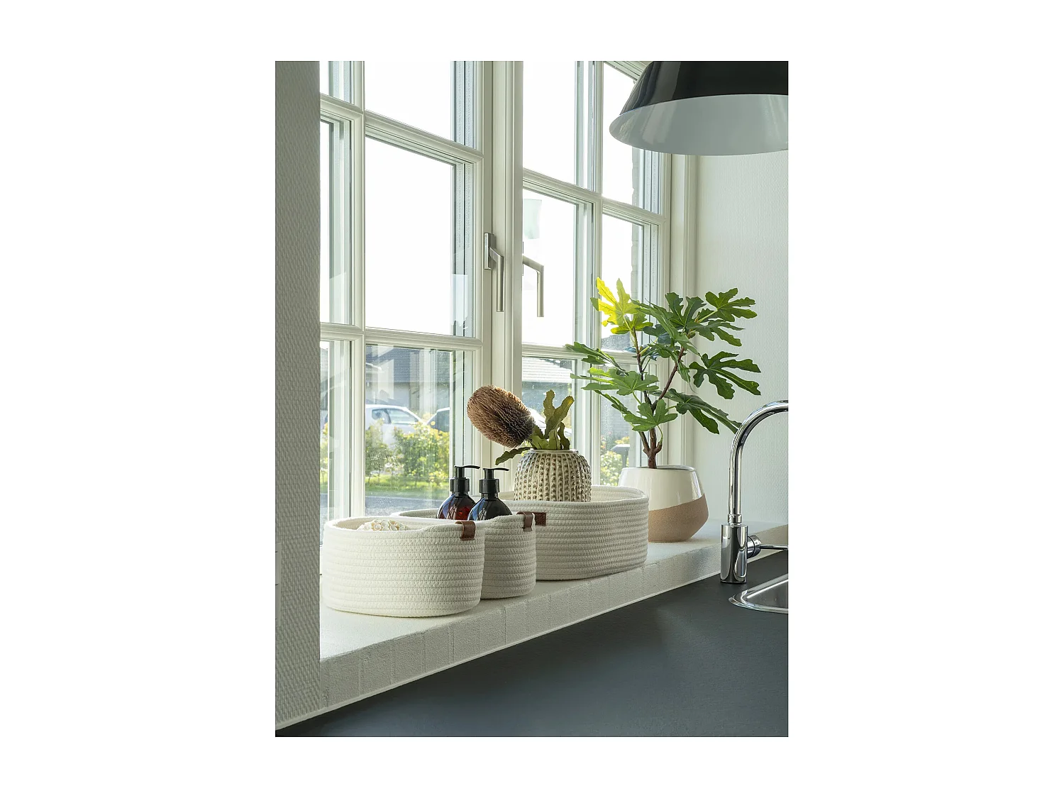 Lot de 3 paniers de rangement JARANA – Coton blanc