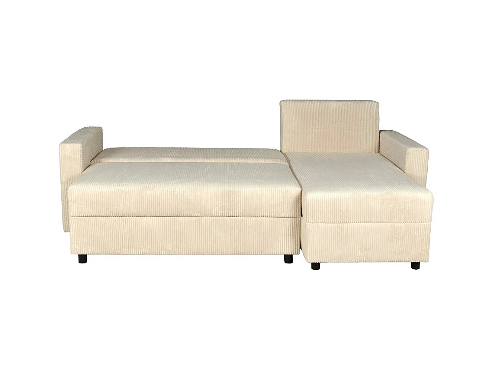 Canapé d'angle convertible et réversible avec coffre THEO en velours côtelé / Beige