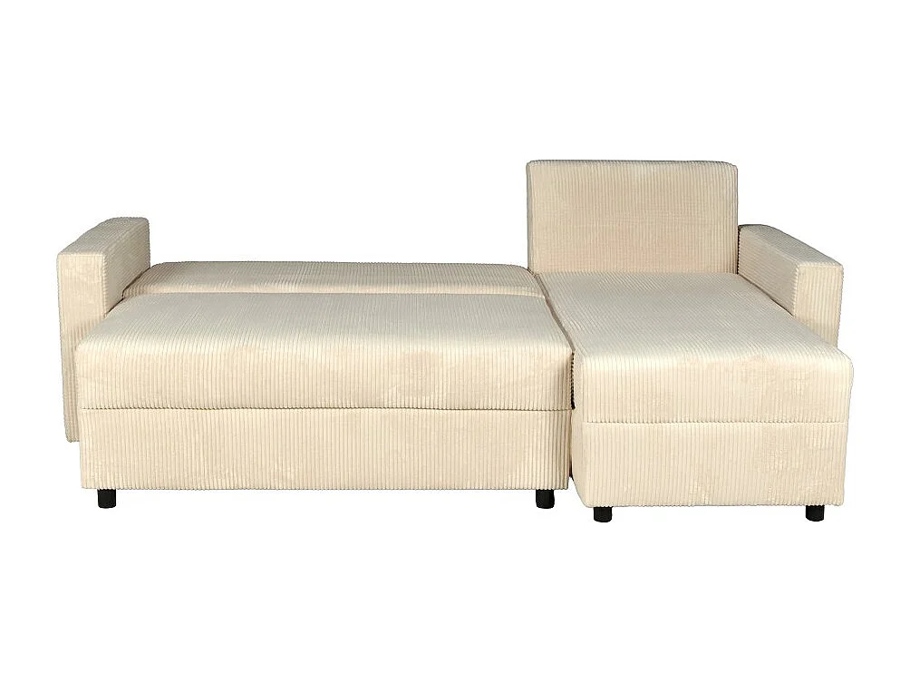 Canapé d'angle convertible et réversible avec coffre THEO en velours côtelé / Beige