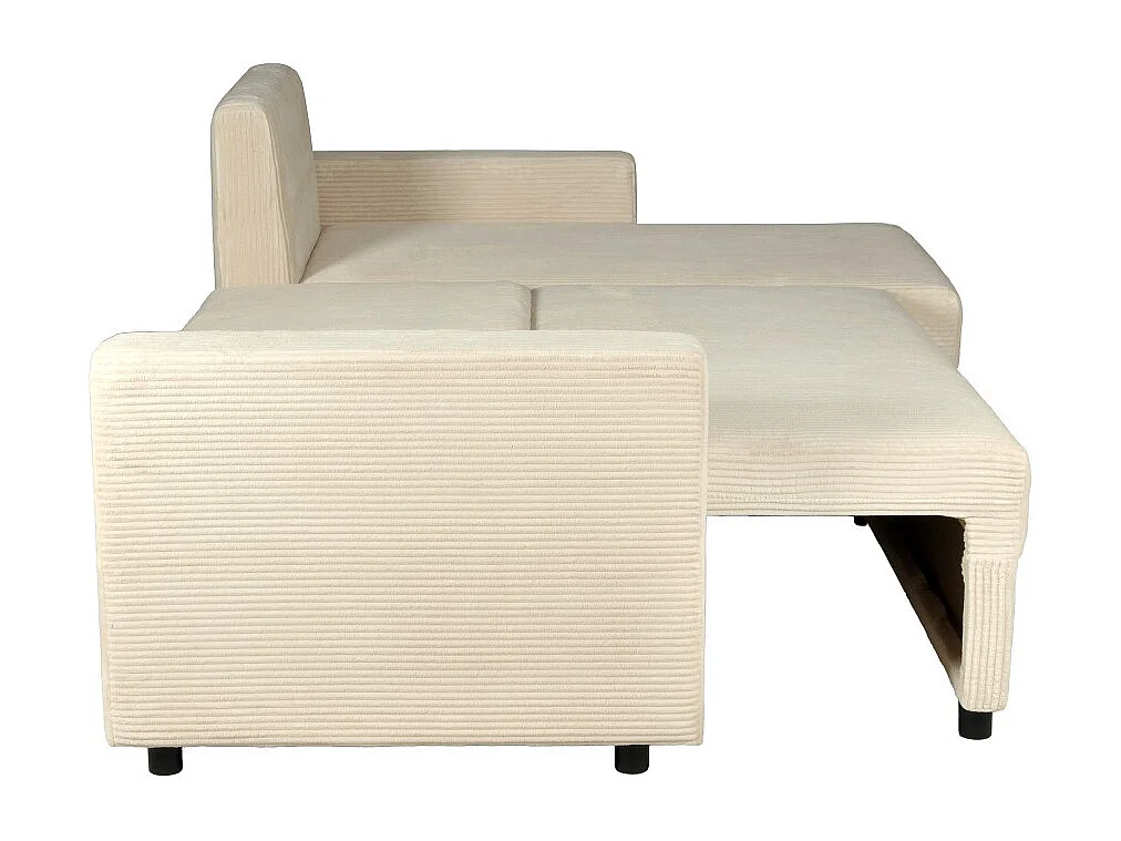 Canapé d'angle convertible et réversible avec coffre THEO en velours côtelé / Beige