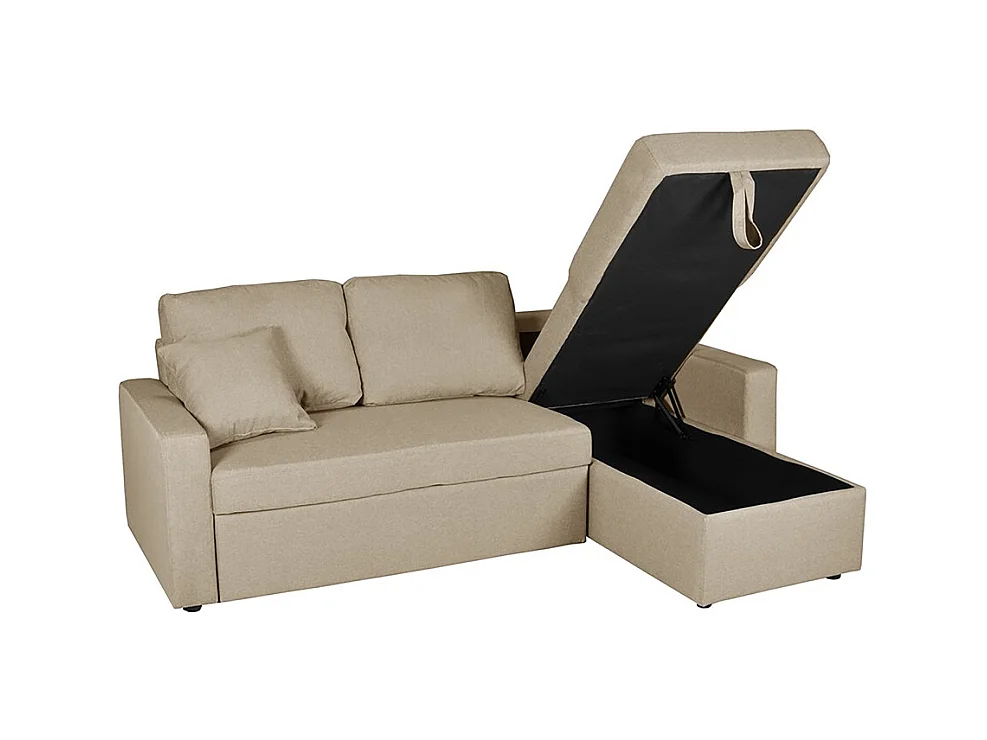 Canapé d'angle ODEON convertible, coffre et réversible / Beige