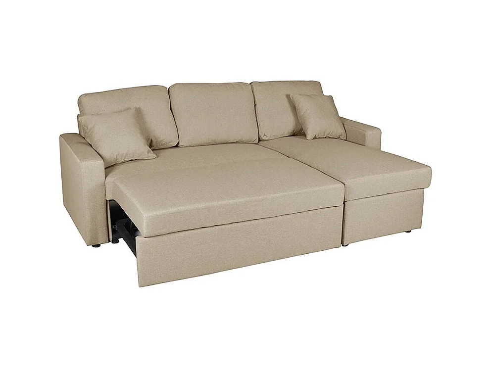 Canapé d'angle ODEON convertible, coffre et réversible / Beige