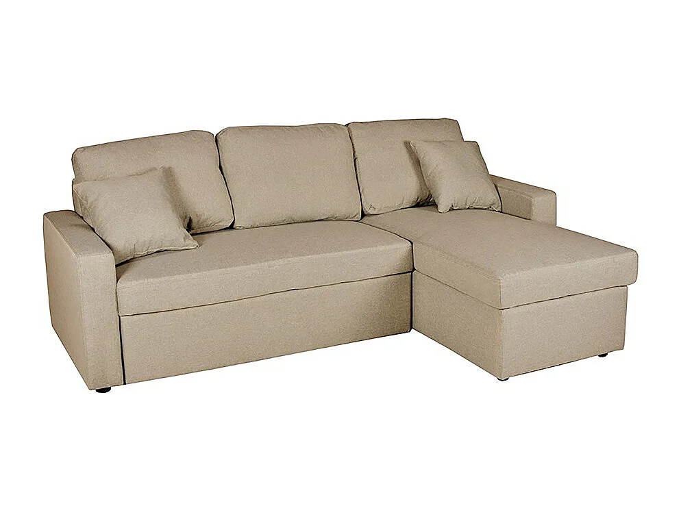 Canapé d'angle ODEON convertible, coffre et réversible / Beige