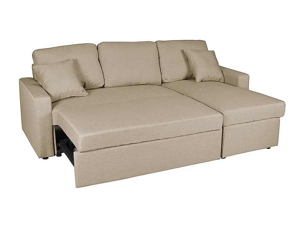 Canapé d'angle ODEON convertible, coffre et réversible / Beige