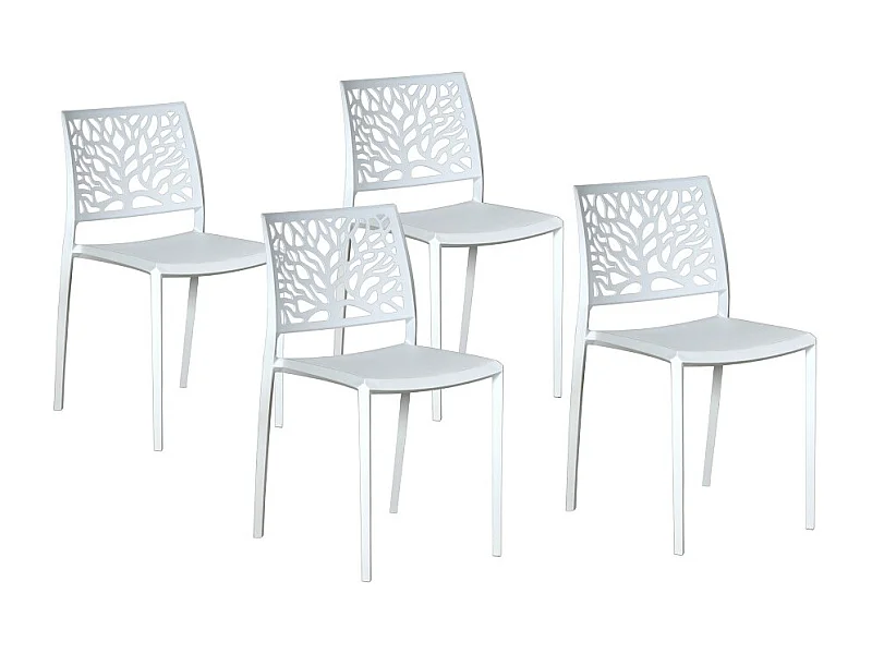 Lot de 4 chaises empilables CLARA pour intérieur et extérieur / Blanc