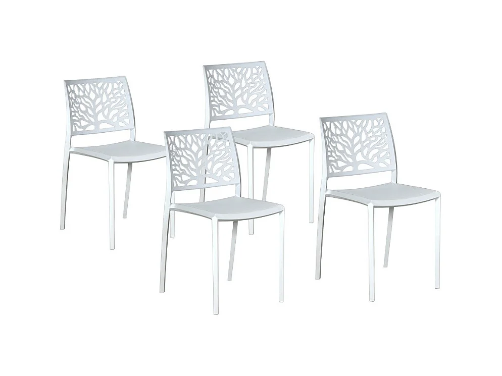 Lot de 4 chaises empilables CLARA pour intérieur et extérieur / Blanc