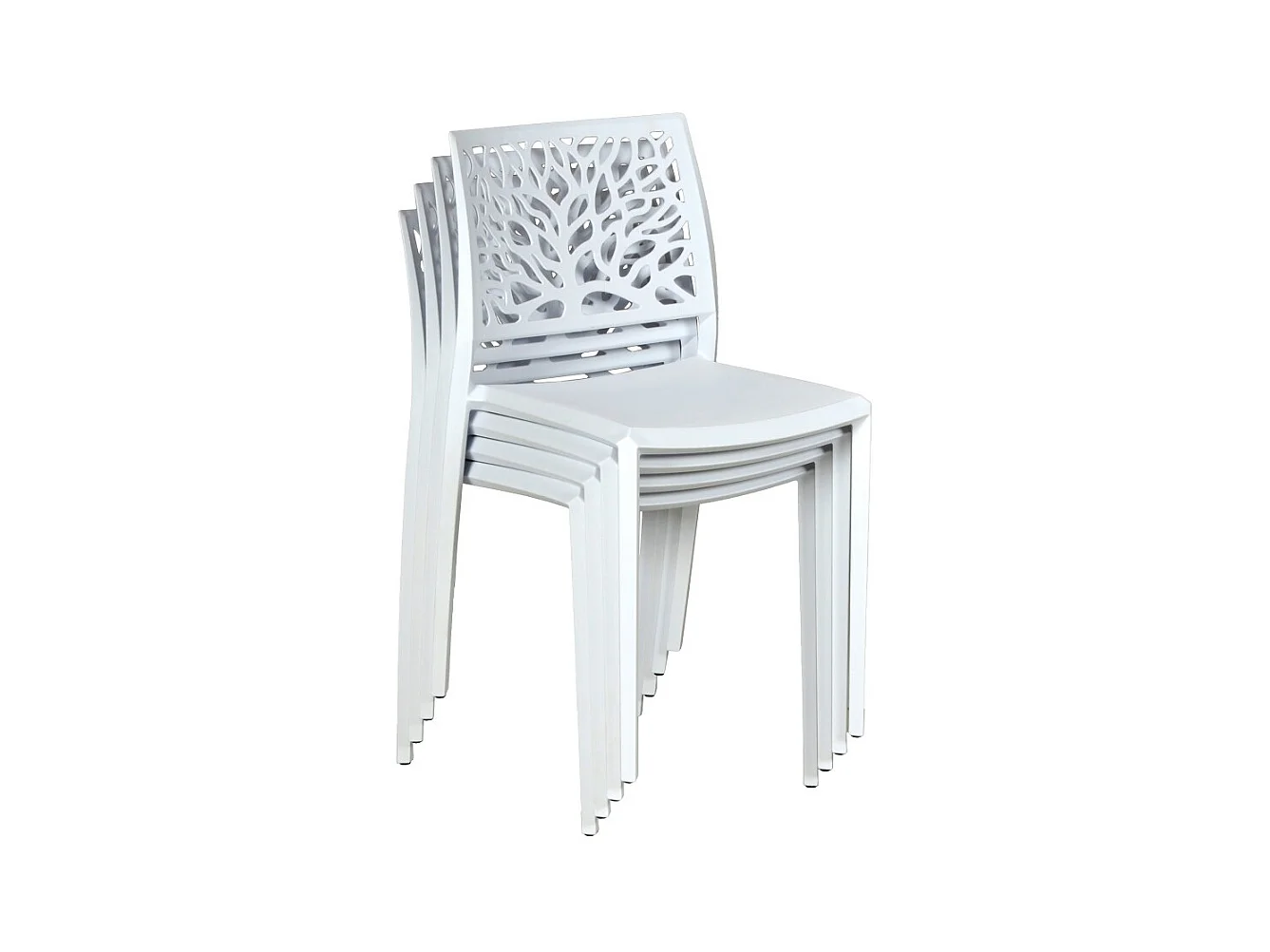 Lot de 4 chaises empilables CLARA pour intérieur et extérieur / Blanc