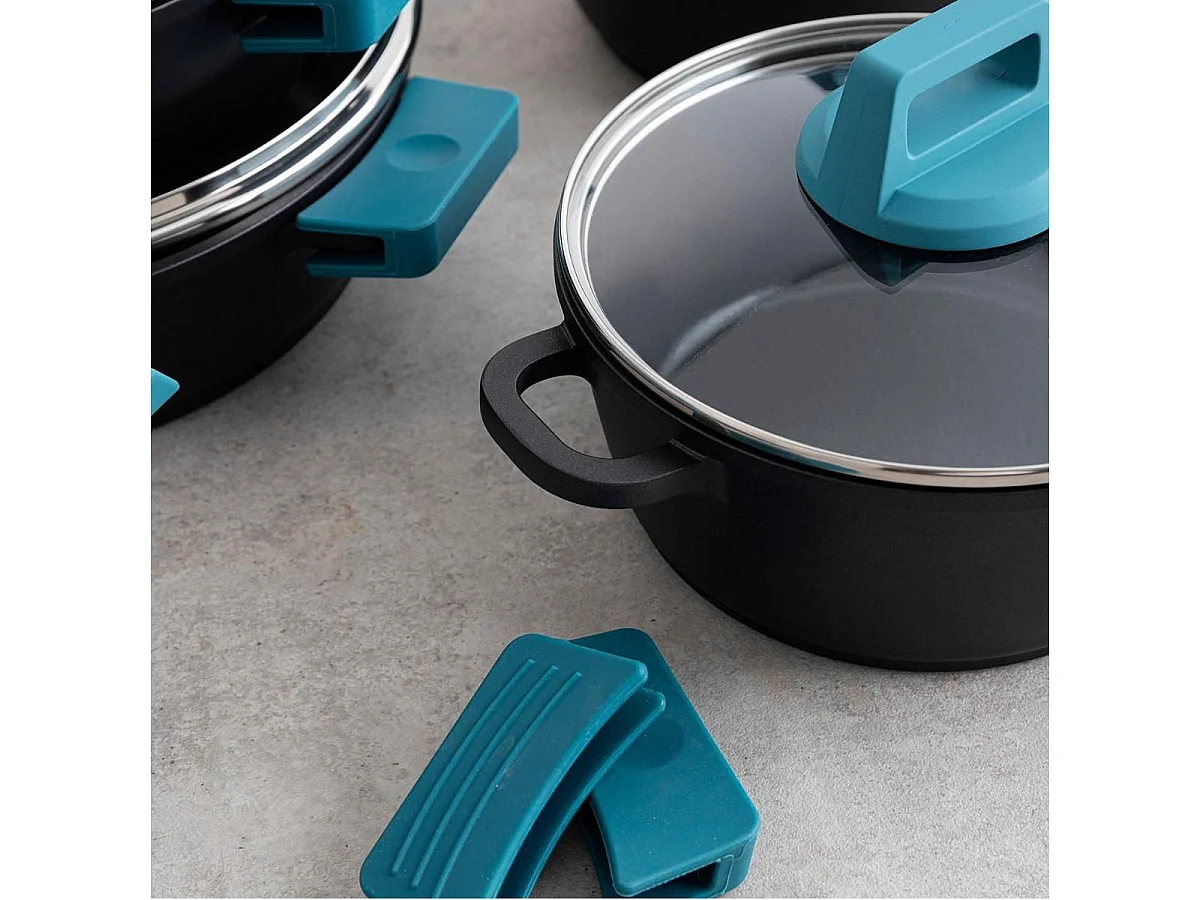 Tartera Confort Quid con tapa aluminio fundido azul/negro Ø32 cm