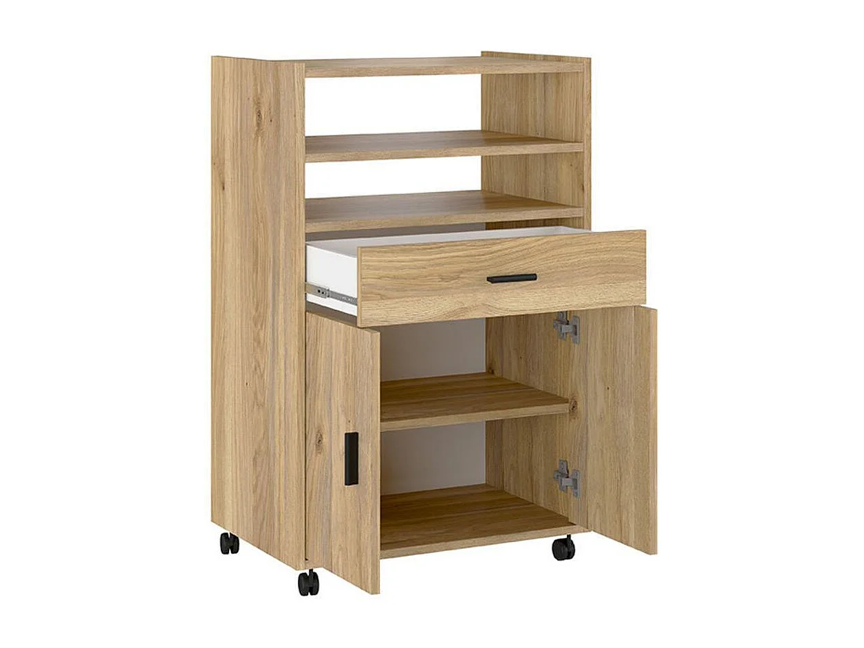 Mueble auxiliar New Aura con ruedas natural 92x59x39,6 cm