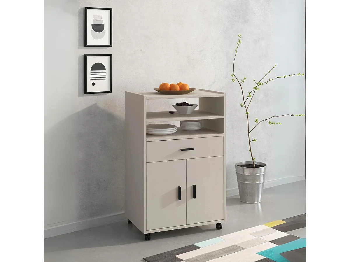 Mueble auxiliar New Aura con ruedas beige 92x59x39,6 cm