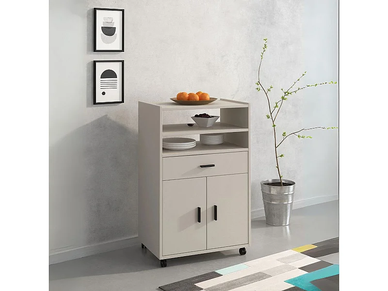 Mueble auxiliar New Aura con ruedas beige 92x59x39,6 cm