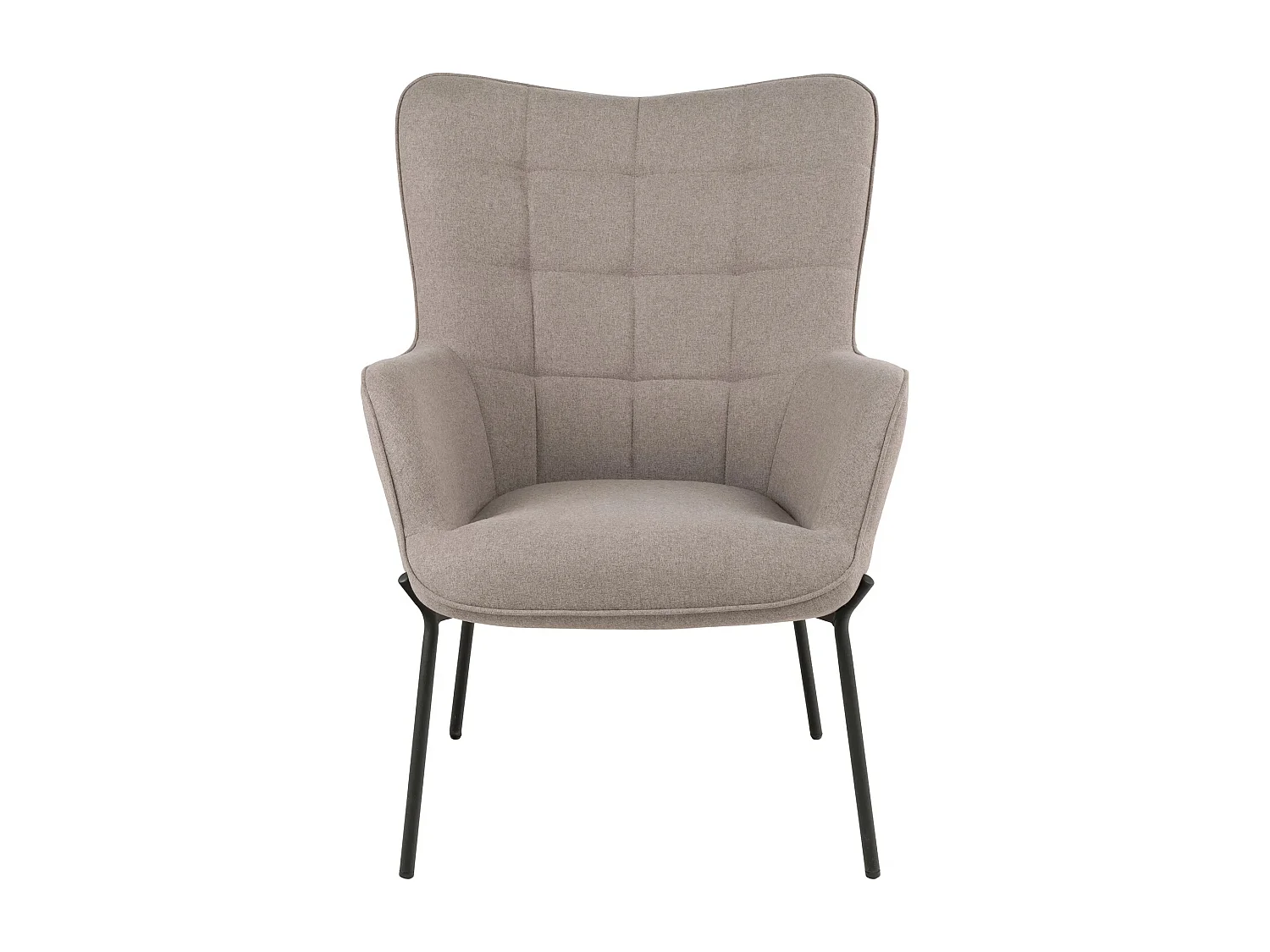 Sillón tapizado GLASGOW – Tela beige y base de metal negro