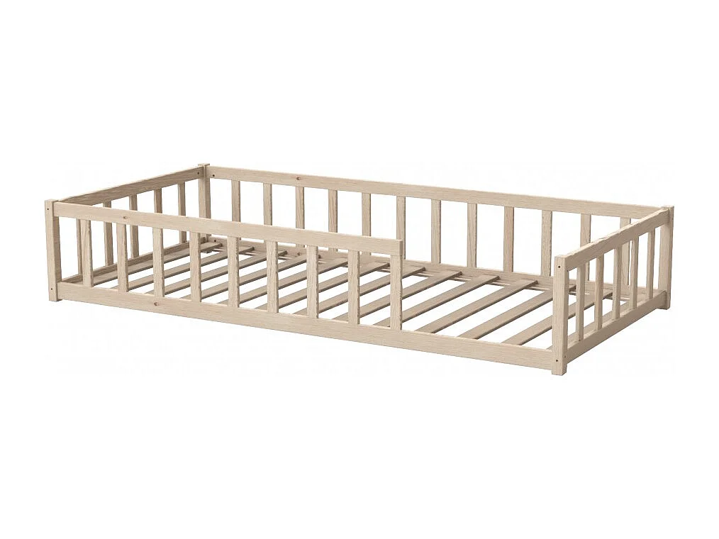 Lit NINO 90x190 + 1 sommier + barrière / Naturel