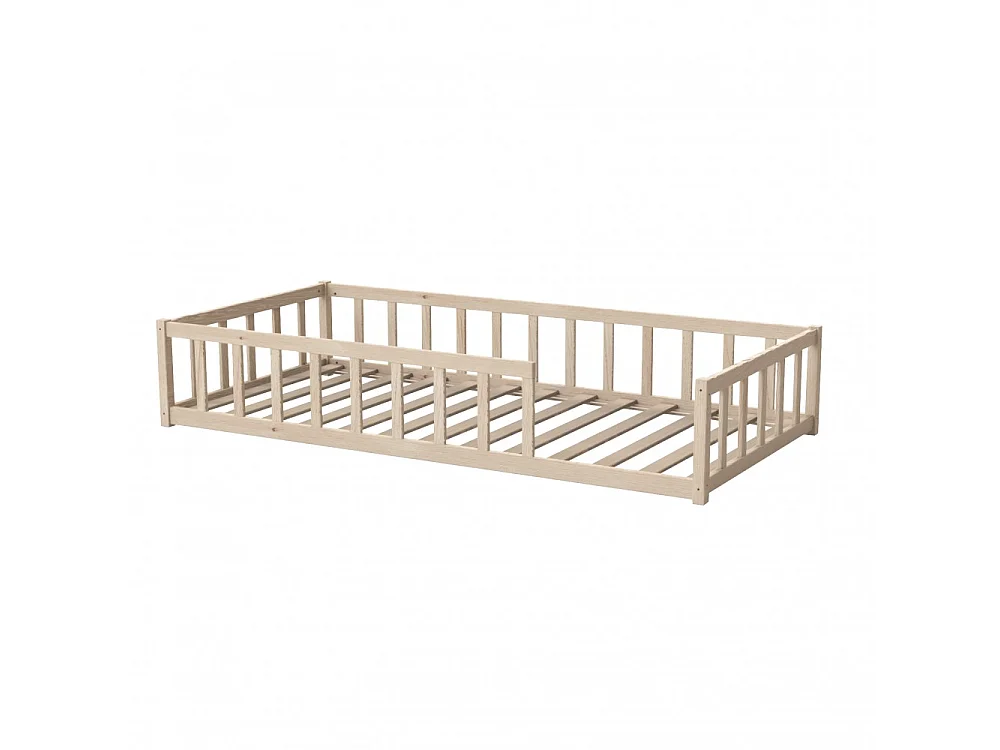 Lit NINO 90x190 + 1 sommier + barrière / Bois clair