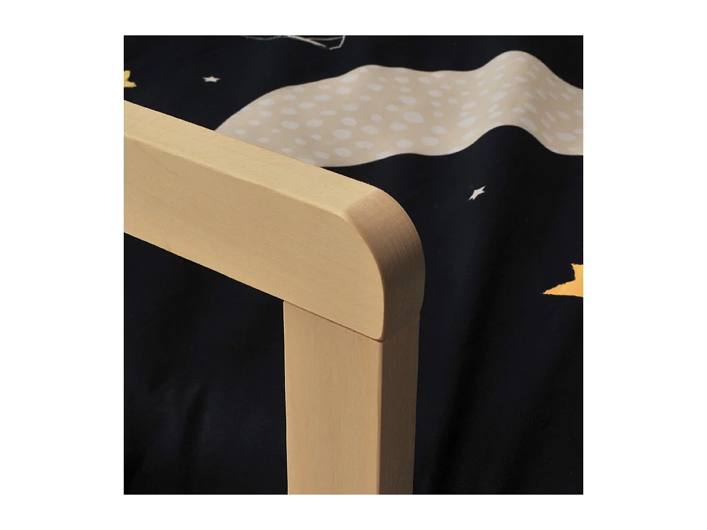 LIT 90x190 PILOU avec sommier et matelas / Blanc et Naturel