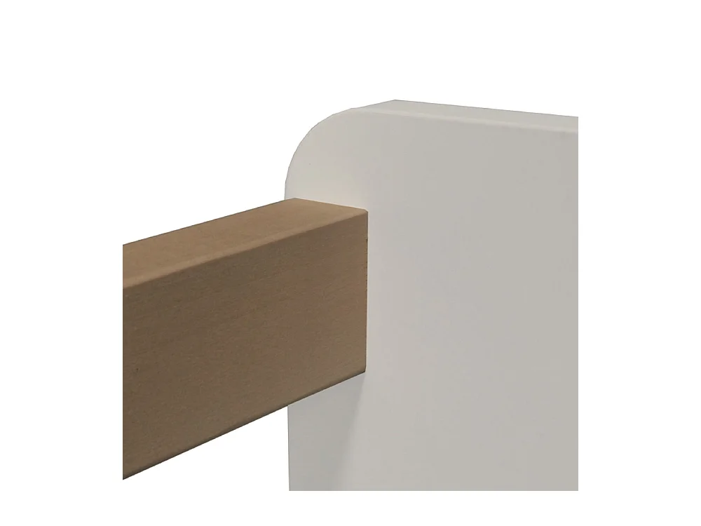 LIT 90x190 PILOU avec sommier et matelas / Blanc et Naturel