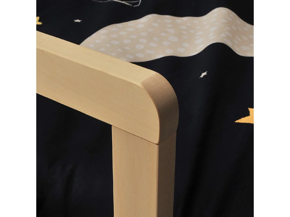 LIT 90x190 PILOU avec sommier et matelas / Blanc et Bois clair