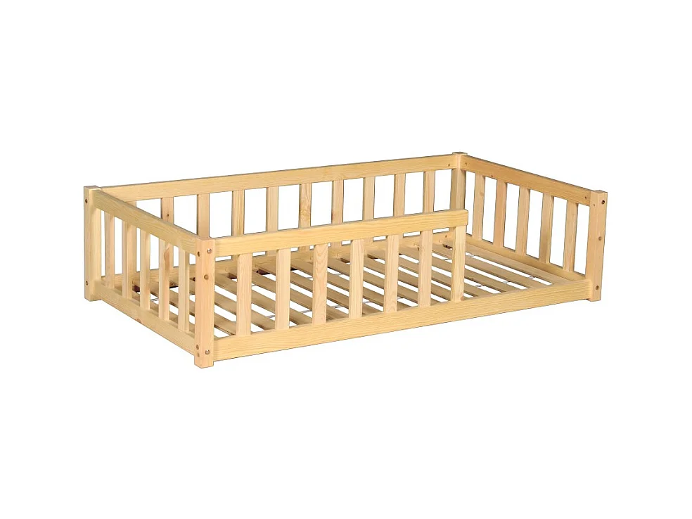 Lit NINO 70x140 + 1 sommier + barrière / Naturel