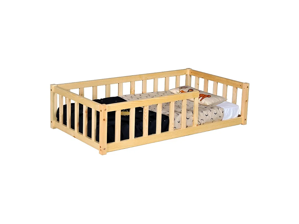 Lit NINO 70x140 + 1 sommier + barrière / Bois clair